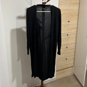 Black silk & cotton long cardigan